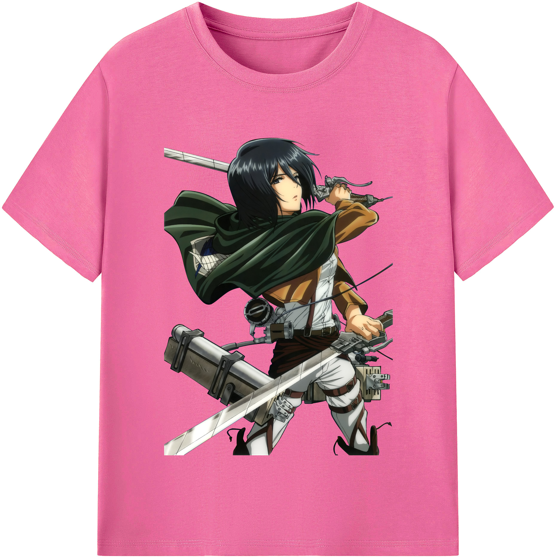 （画像用） 進撃の巨人 ミカサ·アッカーマン Attack on Titan Mikasa Ackerman レディースカジュアルプリントTシャツ（綿100％）